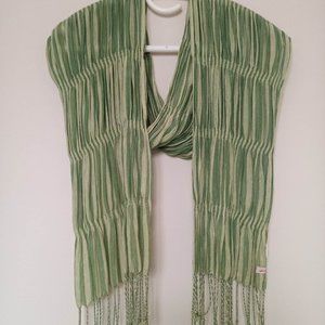 COPY - Green Cotton Striped Scarf
